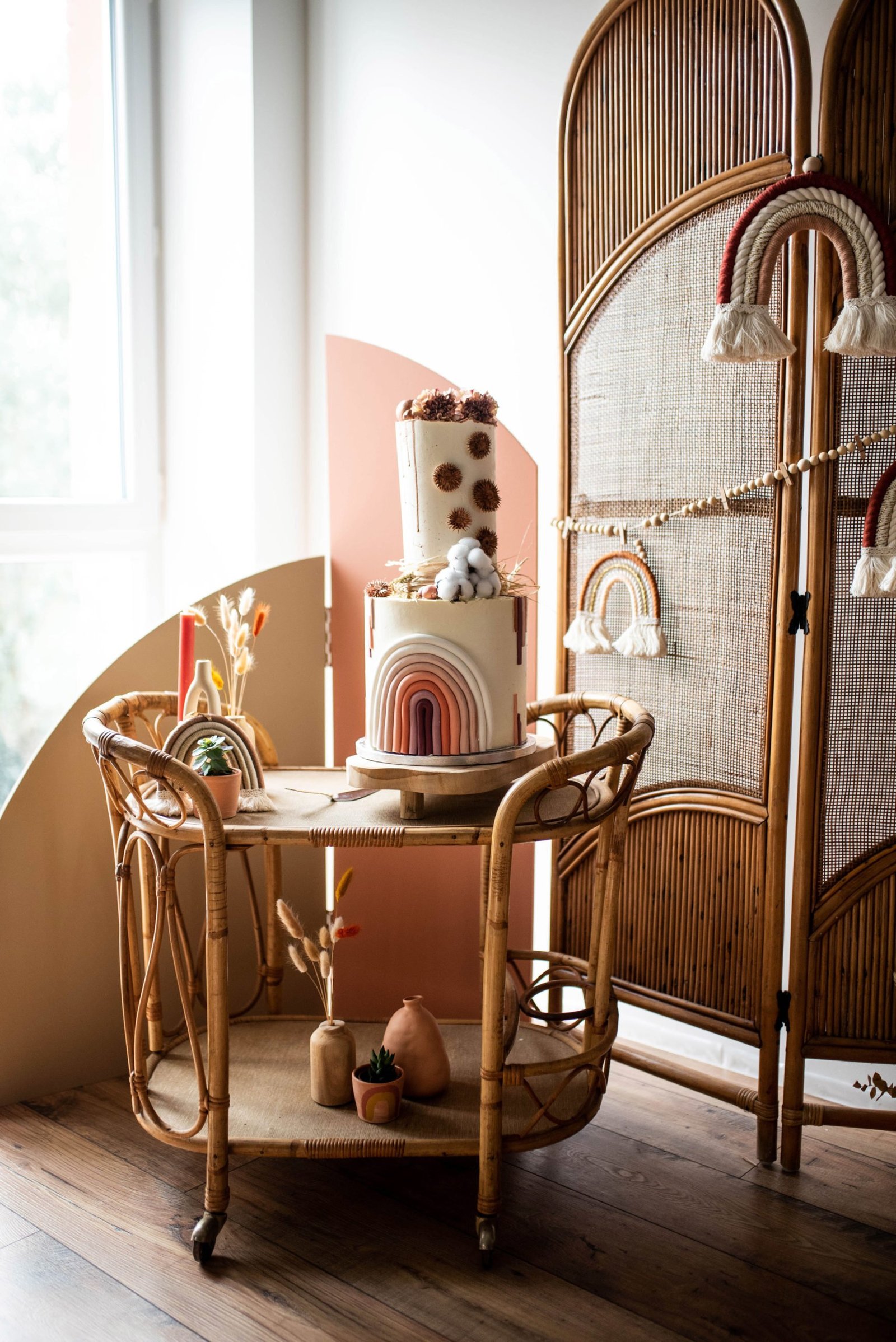 Atelier Chamaison agence évènementiel décoration location mariage Toulouse desserte vintage rotin